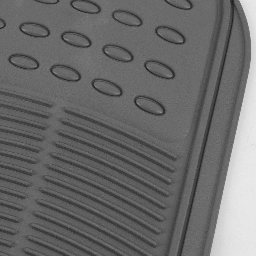 BDK 3-Piece Gray Rubber Floor Mats (Front + Rear), Heavy Duty Universal Fit Liners for Cars SUVs Trucks Vans, All Weather Protection Anti-Slip Nibs, Flexible Contours Fits Most Vehicles
