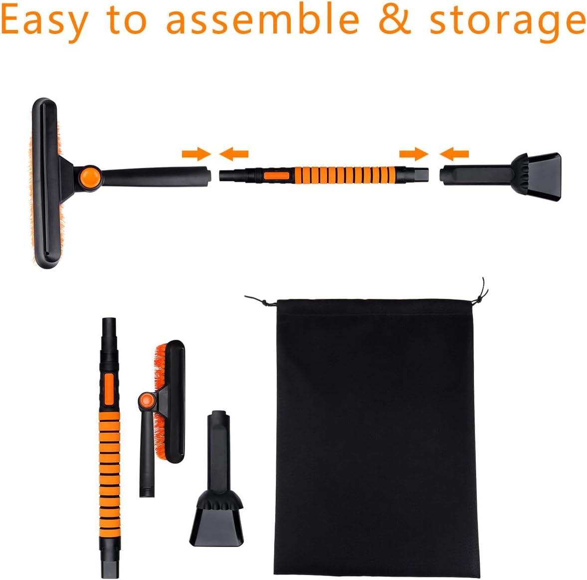 41" Extendable Snow Brush & Ice Scraper for Car Windshield