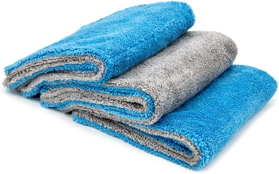 Autofiber Royal Plush Double Pile Microfiber Detailing Towel - Pack of 3 Blue/Gray (16 inch x 16 in, 700 GSM)