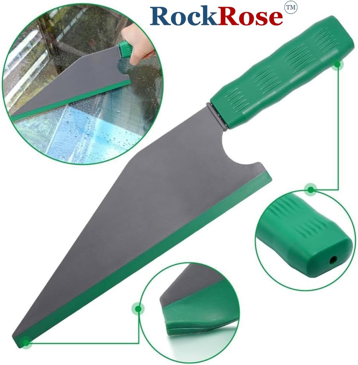 RockRose 15 inch Big Titan Window Tint Squeegee - Car or Building Window Glass Cleaning Scraper Ergonomic Handle Tint Water Ice Removal Wiper Household Hand Tool for Large Area (Pack 2 Units)