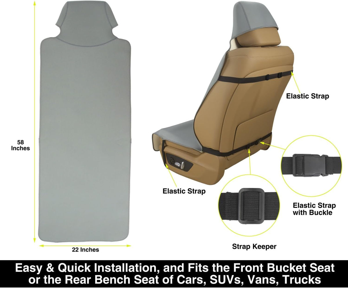 VSHIELD Waterproof Neoprene Car Seat Cover, Sweatproof Non-Slip Seat Protector, Universal Fit for Front Bucket or Rear Bench Seat of Cars, SUVs, Vans, Trucks, Compatible with Airbags and Armrests