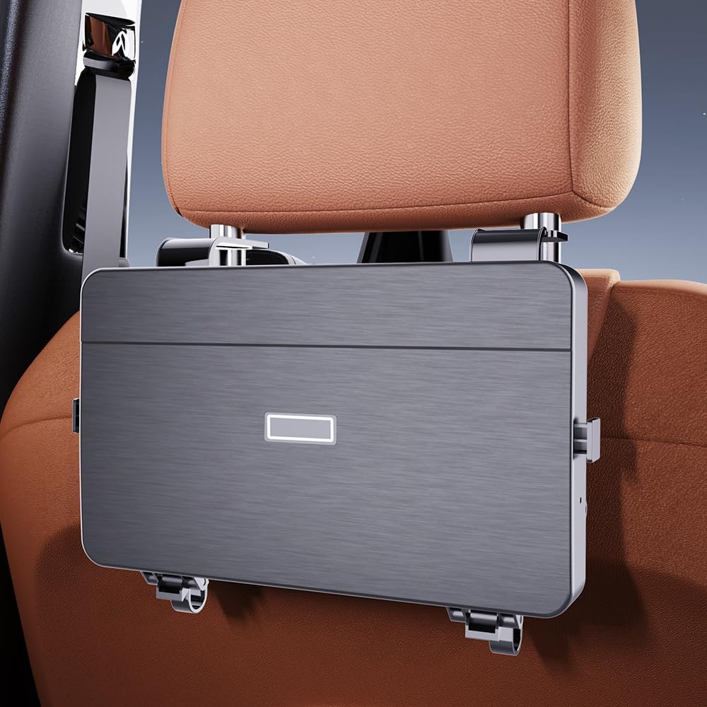 Car Storage Organizer, Multifunctional Car Seat Back Storage Organizer with Cup Holders Tissue Box Hook and Tray 3 in 1 Car Storage Box for SUV Truck Minivan Easy Install No Tools Needed (07)
