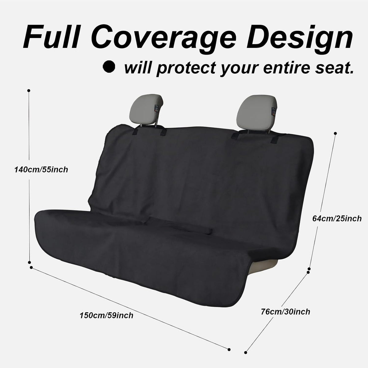 Sweat Towel Car Seat Cover Protector Front Seats for Gym Workout, Running, Swimming, Beach and Hiking, Waterproof Universal Seat Cover for Car, Trucks, Van & SUV (1, Pure Black, Rear Seat)