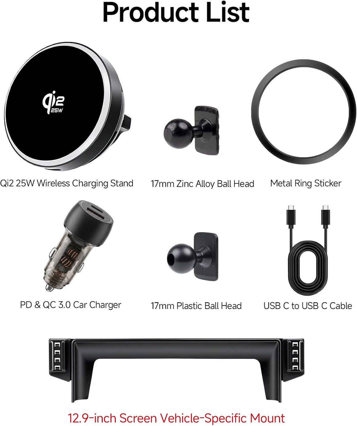 Qi2.2 Max 25W Wireless Charger Car Phone Mount for Toyota RAV4/Hybrid 2026