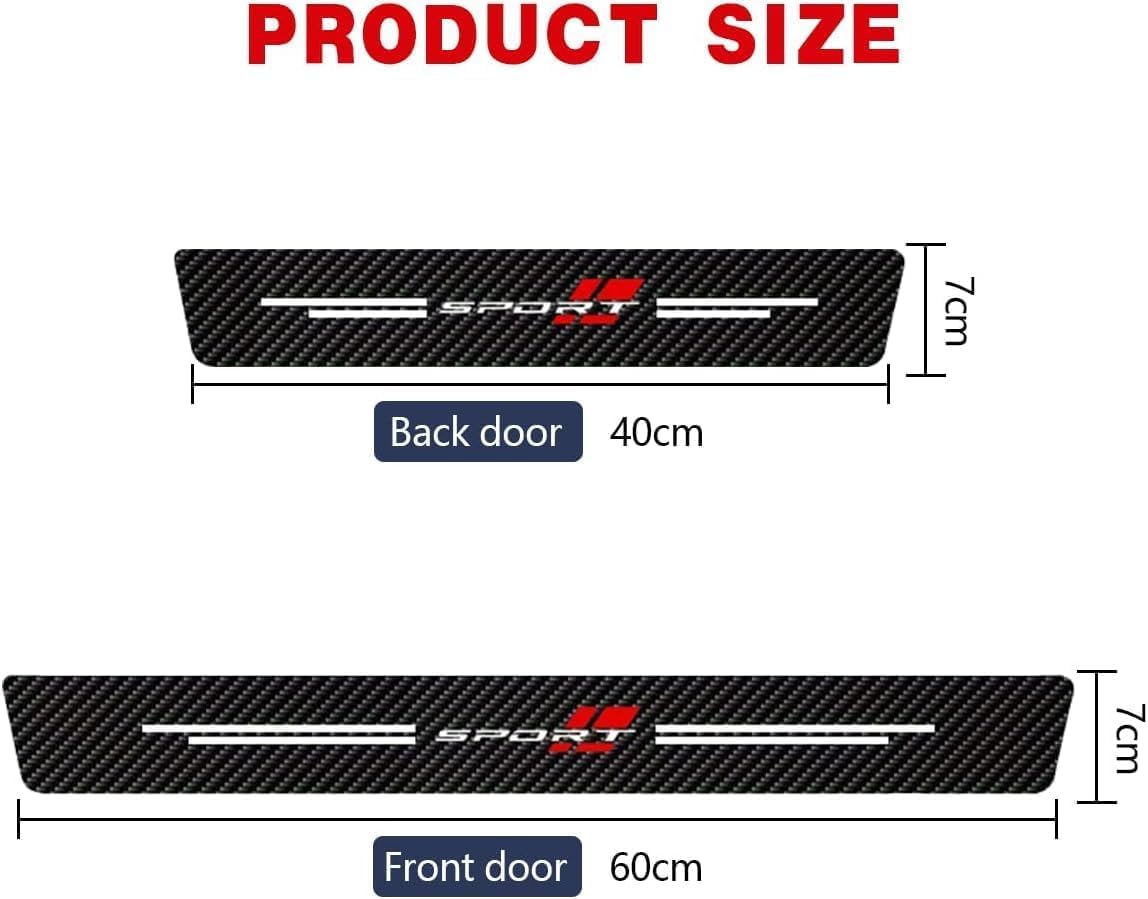 4 Pcs Car Door Sill Protector for GMC Canyon Crew Cab 2023-2026, Scuff Plate Guards Carbon Fiber Leather Anti-Scratch Decorative Entry Step Stickers