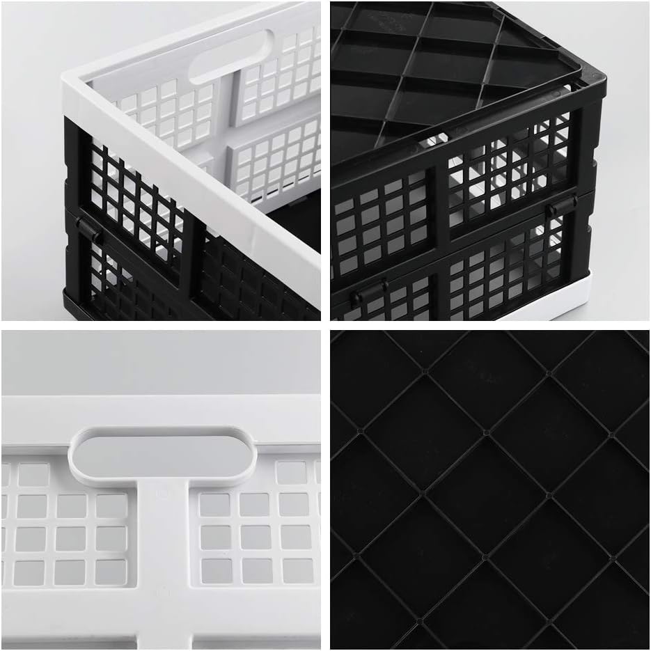 Hespama 35 Quart Folding Baskets, Plastic Collapsible Milk Crate, 2 Packs