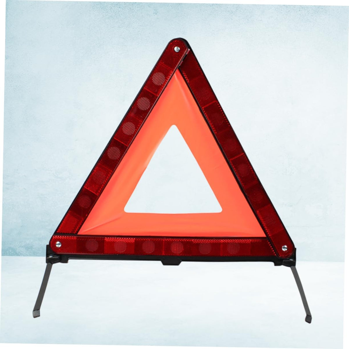 Reflective Roadside Hazard Warning Triangle Sign with Weighted Base
