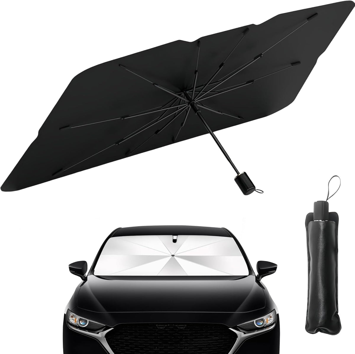 Windshield Sun Shade Umbrella for Nissan Navara D40 2005-2018, Front Window Sunshade Effective UV Protection Automotive Accessory Sun Visor Protector Foldable,A