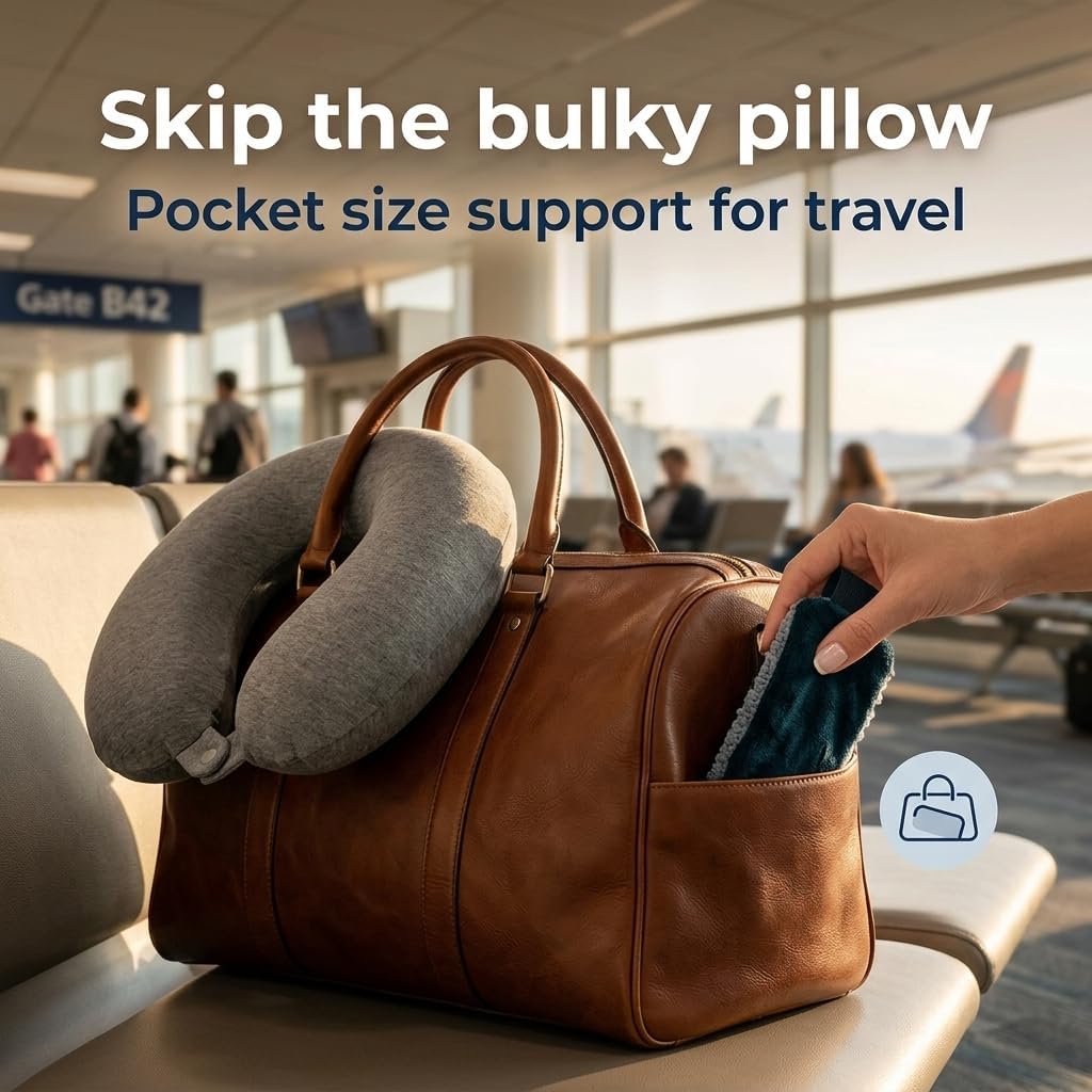 SeatSleeper Travel Pillow Alternative Stops Bobbing | Airplane Head Straps and Car Support Band | Great on Travel Upright | Super Comfy Neck Support | Small & Compact