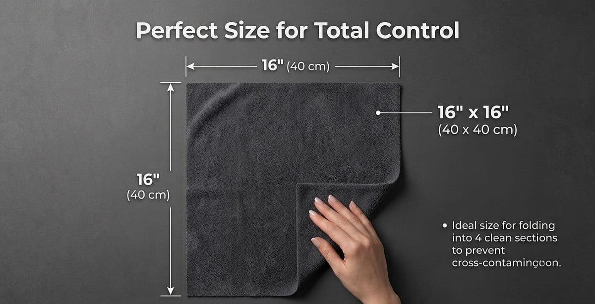 Premium Edgeless Microfiber Cleaning Cloths - 550GSM Short Pile, Lint-Free Coral Fleece 80/20 Blend, Scratch-Free Rags for Auto Detailing - 16x16 in, 6 Pack