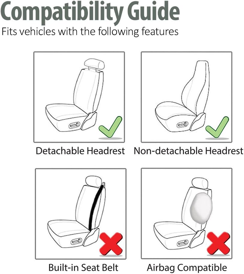 FH Group 3D Air Mesh Car Seat Covers Front Set – Universal Fit Automotive Seat Protectors, Washable Low Back Bucket Seat Covers for SUV, Sedan, Car Accessories, Beige/Black