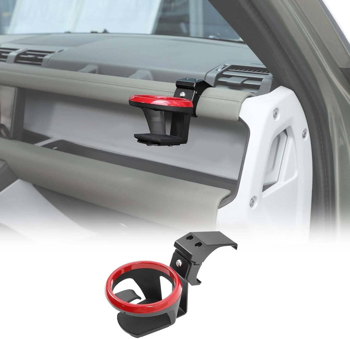 Dashboard Cup Holder Compatible with L@nd Rover Defender 90/110/130 2020-2025 Accessories, Cup Holder Expander for LR Defender 2024, Black Cup Drink Holder 1Pcs (Style B, Door)