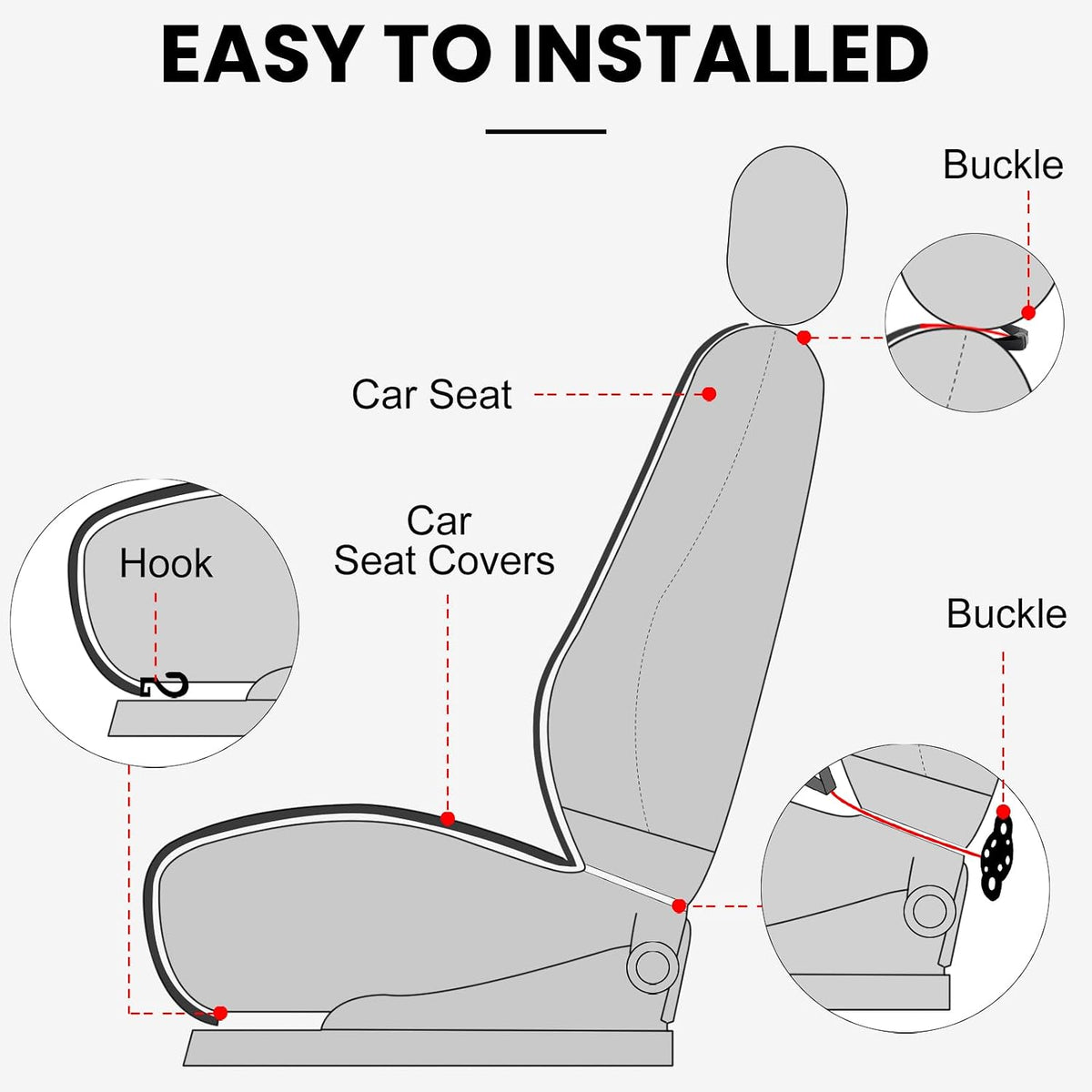 surpassme Comfortable Car Seat Covers Universal Front Seat Covers for Car Accessories, Padded Car Interior Covers for Automotive, SUV, Truck, and Van(Black)