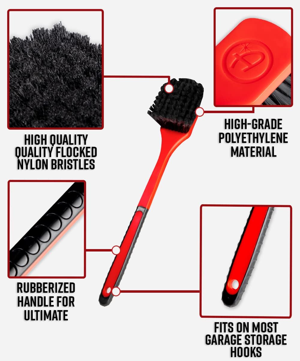 Adam's Polishes Fender Brush - Rubberized, Professional Long Handle Car Wash Brush
