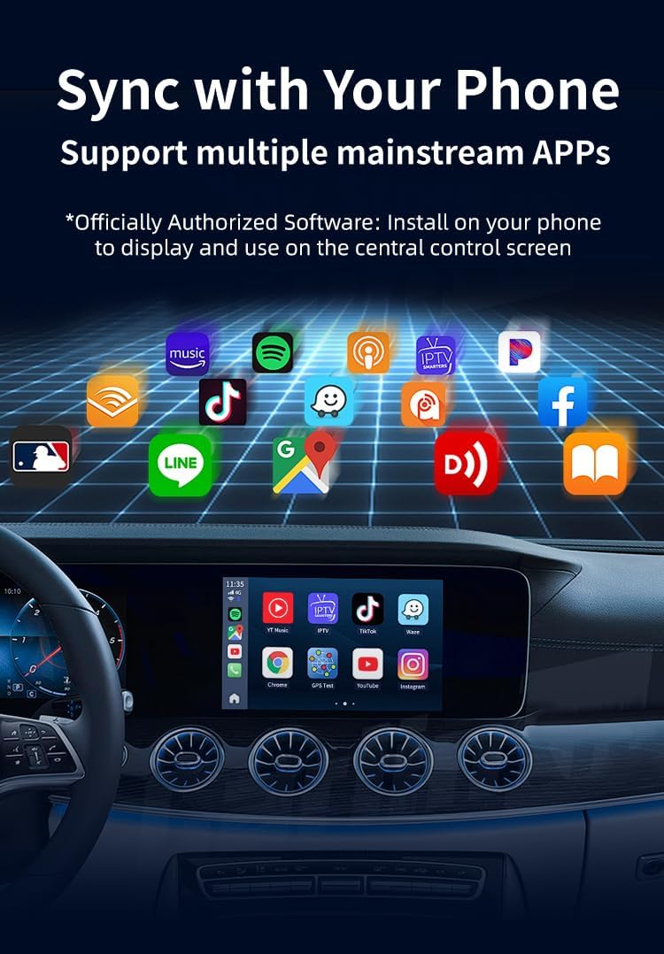 Wireless CarPlay Adapter-Convert Wired CarPlay to Wireless,Stable Connection and Mini Size,Plug & Play,50% Lower Temperature,Auto-Reconnect,Compatible with iPhone & Android & Cars 2015+