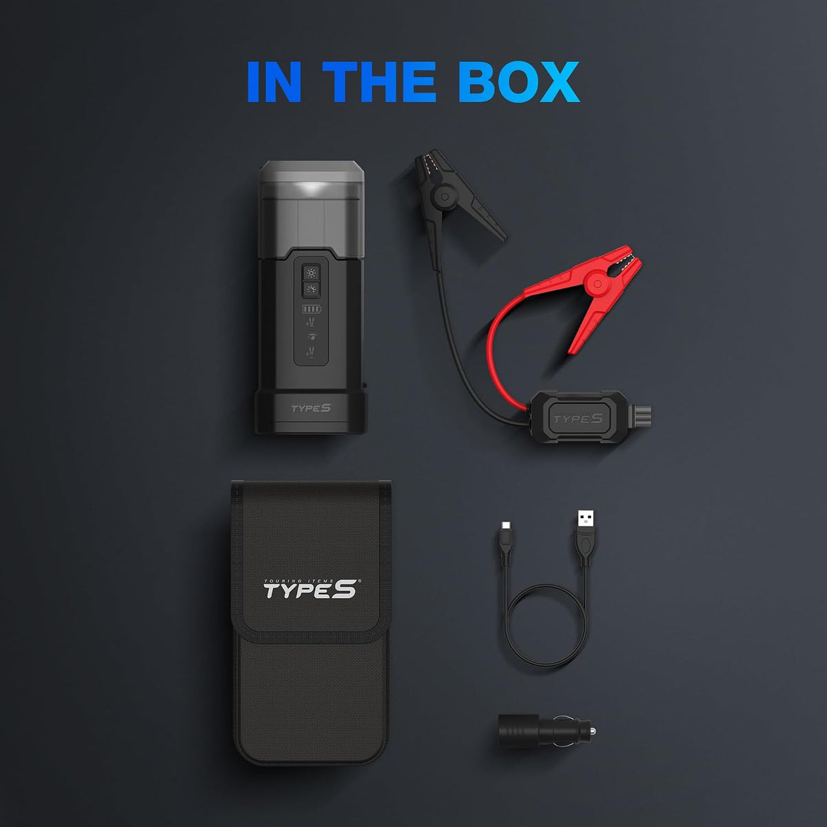 Type S Dynamic Flex DF20 500A Jump Starter & Work Lantern - Portable Car Battery Jump Starter & Charger with Intelli-Step LED Jump Guide, 360° Work Lantern & Flashlight, Power Bank, Dual-Color LED