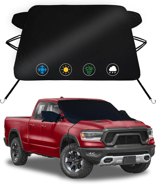 Windshield Cover for Ice and Snow for Dodge RAM 2500 3500 2010-2026, Double-Layer Oxford Fabric Windshield Cover, Winter Windshield Snow Removal Protector Car Shield Outdoor Accessories (78"x47")