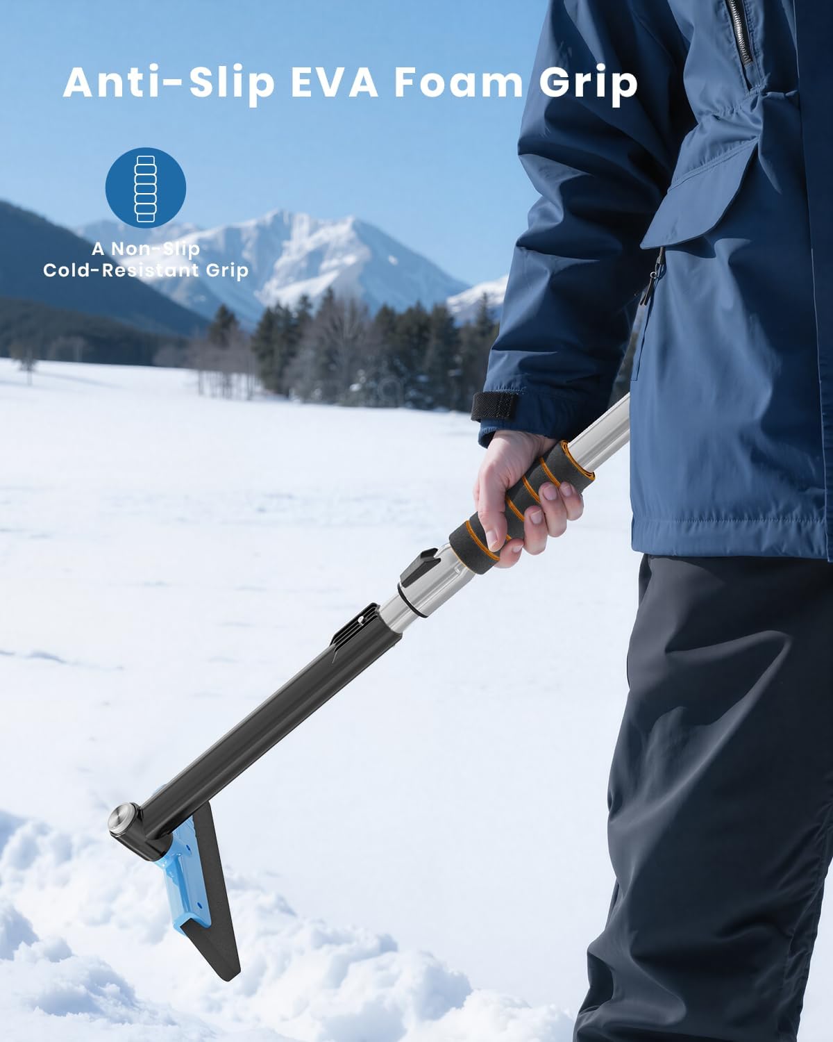 helloleiboo 43.7" Extendable Ice Scraper for Car Windshield, Blue