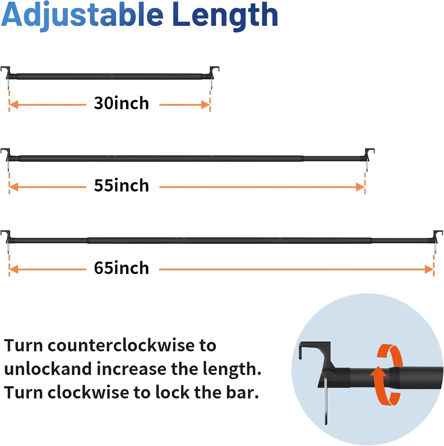 Heavy Duty Car Clothes Hanger Bar 30-64 Inches - Wrinkle Free Telescopic Clothes Rack for Vehicles, SUV, Truck