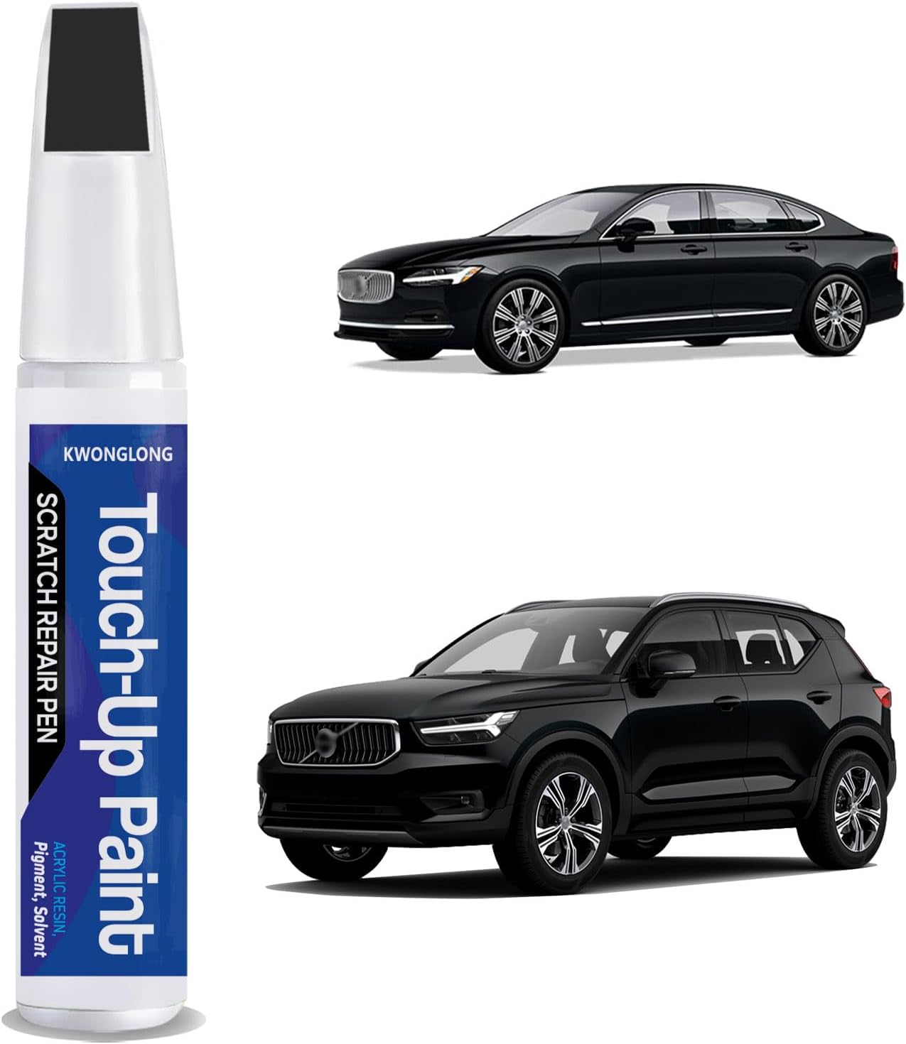 Onyx Black 717 Touch Up Paint For Volvo S60, S90, V60, V90, XC40, XC60, XC90, 2-in-1 Chips and Nicks Scratch Repair Pen, Quick & Easy Solution to Repair