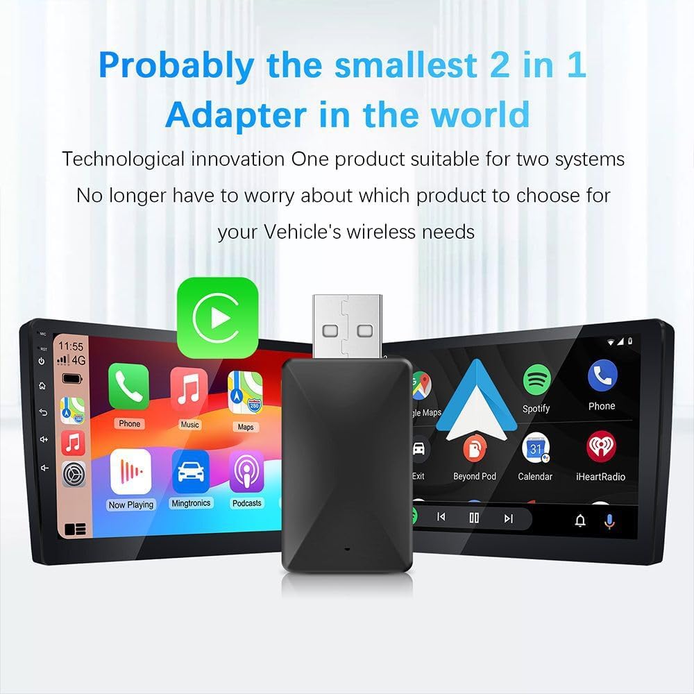 Wireless CarPlay Adapter-Convert Wired CarPlay to Wireless,Stable Connection and Mini Size,Plug & Play,50% Lower Temperature,Auto-Reconnect,Compatible with iPhone & Android & Cars 2015+