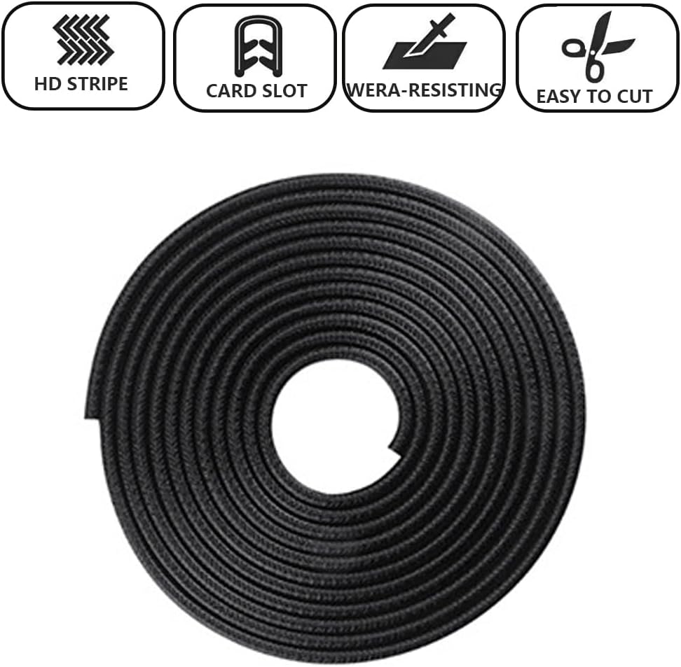Edge Trim Black Small, Flexible PVC Edge Protector,Rubber U Channel Edge Trim,Fits Edge 1/16 to 1/8 Inch (65FT)