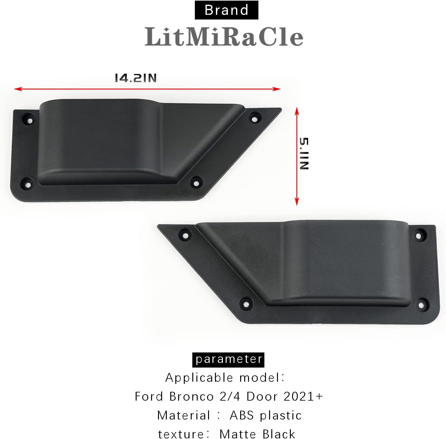 Front Door Storage Pockets Front Door Side Organizer Box Ford Bronco Storage Expansion Interior Accessories, Door Cup Holder, Compatible for Ford Bronco 2021-2025 2/4 doors，2 PCS