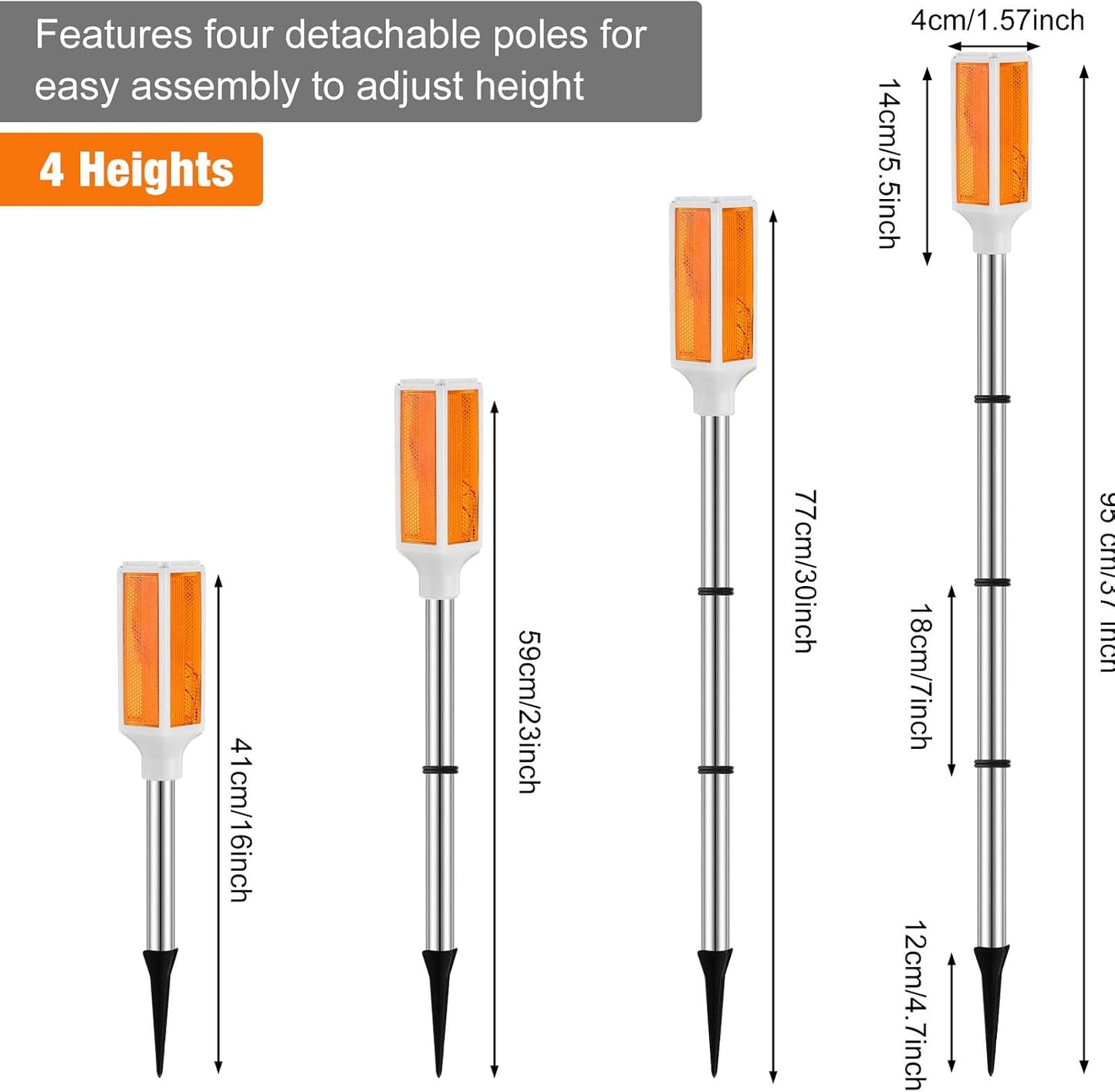 Baquler 10 Pcs Solar Powered Driveway Markers Reflective Driveway Lights Landscape Reflectors with Drill Bit Gloves for Snow Road Outdoor Yard Parking Sidewalk(Orange)