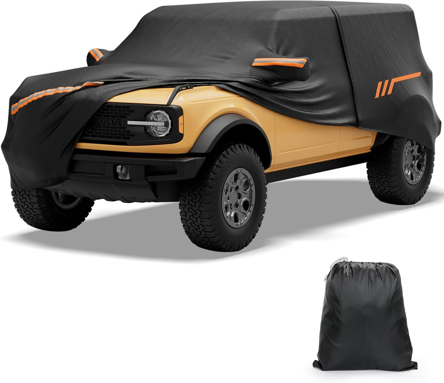 JOYTUTUS Car Cover Compatible with Bronco 4 Door 2021-2026 | Waterproof All-Weather Protection with Zipper Entry & Anti-Theft Lock | Windproof Cover (Not Fit Bronco Sport)