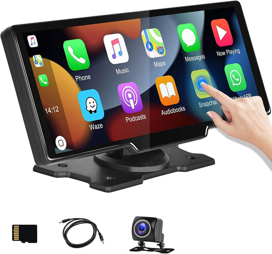 10.26 Inch Wireless Carplay Monitor Bluetooth Android Auto Car DVR Dual Cameras Recording 2K+1080P Two Camera Display HD Backup Camera
