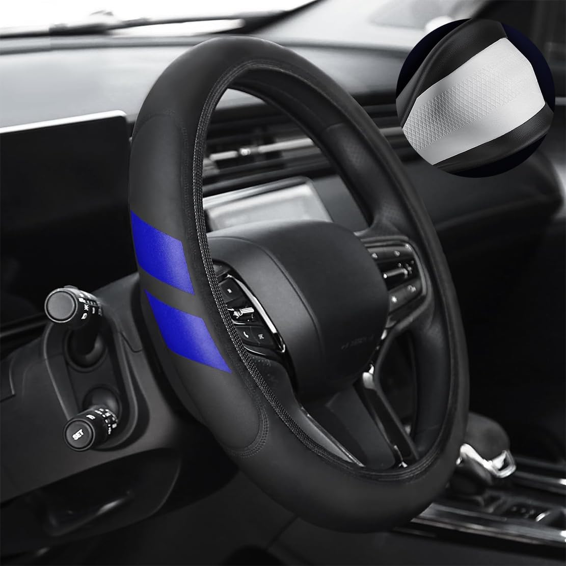 Leather Steering Wheel Cover 14.5-15 inchCompatible with Dodge Ram(red)