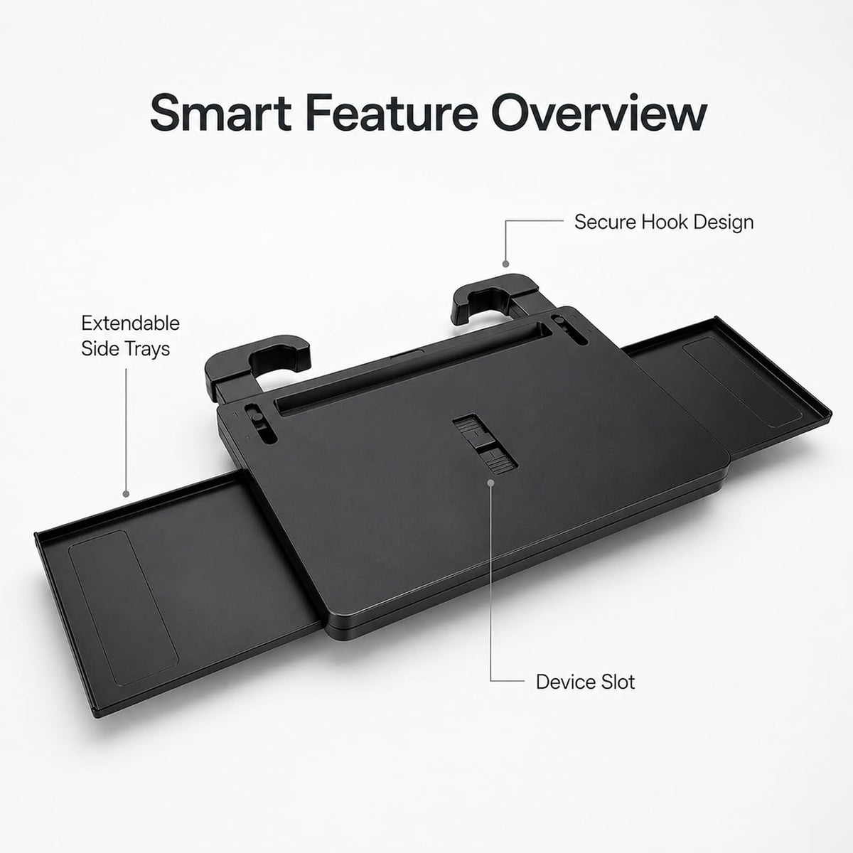 2‑in‑1 Extendable Steering Wheel Tray, Adjustable Car Desk