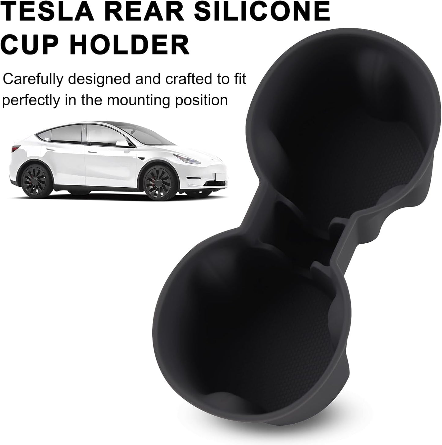 Center Console Cup Holder Coaster for Tesla Model Y Juniper 2025 2026, Water Holder Inserts Mat Pad Interior Decoration 3D Silicone