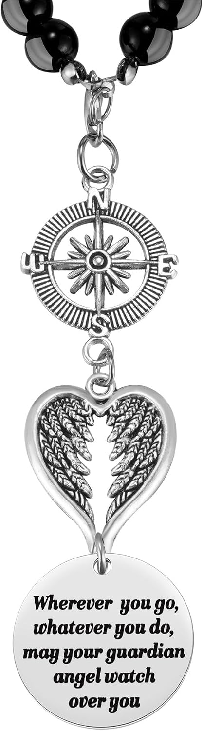Guardian Angel Rearview Mirror Charm, Wherever You Go Whatever You Do May Your Guardian Angel Watch Over You, New Driver Gift, Car Decor, Hanging Angel Ornament for Car Mirror