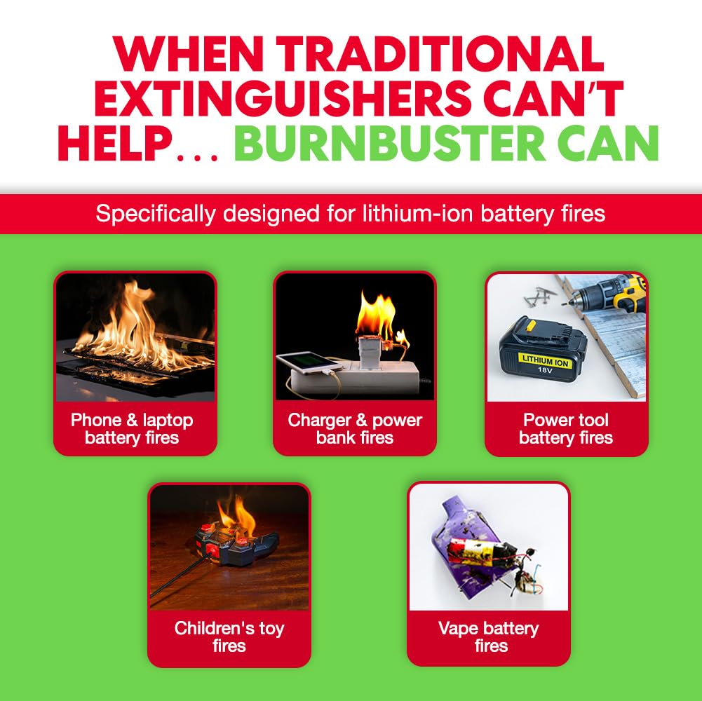 Lithium-Ion Fire Extinguishing Gel 1-Pack - Battery Fire Suppression Gel for Electronics, Stops Thermal Runaway, Non-Toxic, Eco-Friendly, 14oz Canister, Made in USA