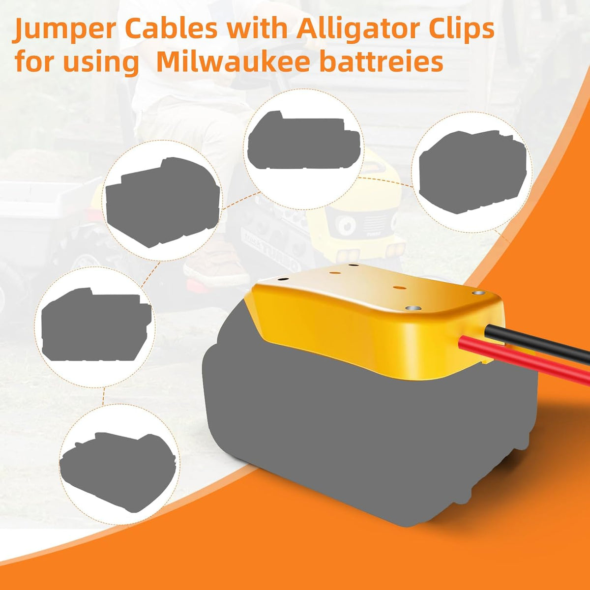 3.5FT 8AWG Flexible Silicone Cable Adapter with Alligator Clips,Compatible with Dewalt 18/20V,The Silicone Wire Heat-Resistant up to 392°F,The Clamps are Sturdy,No Switch, no Fuse