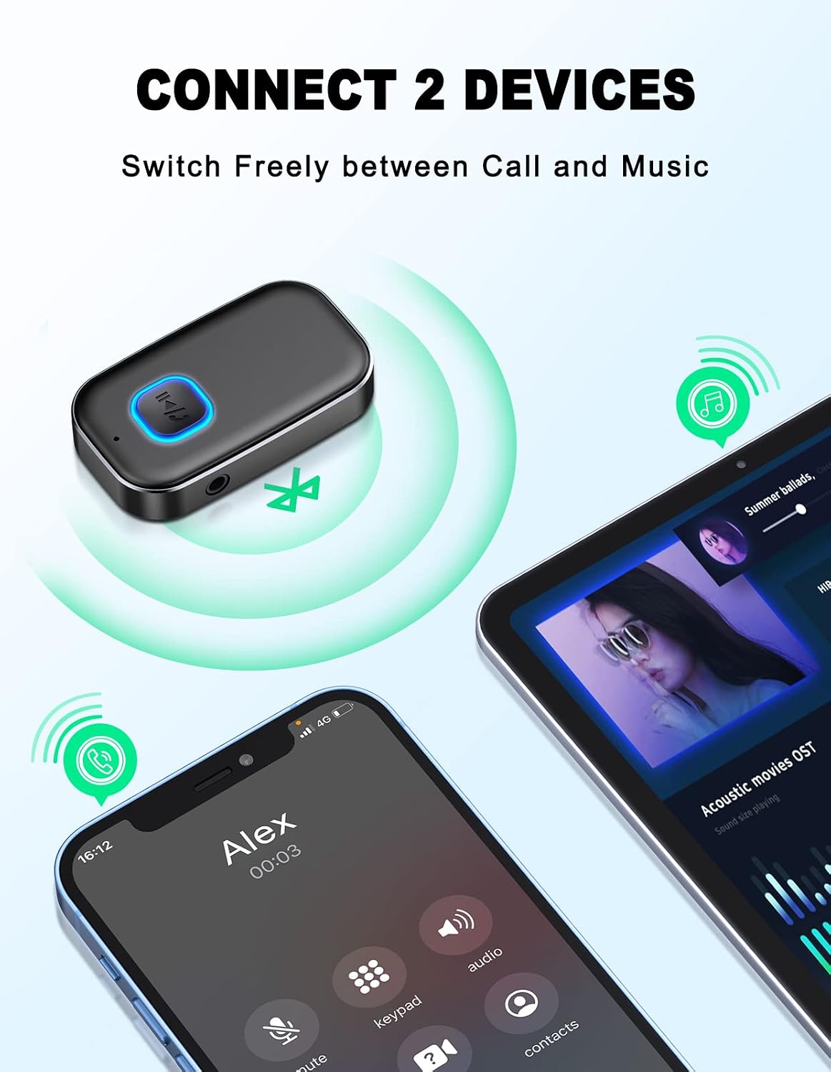 COMSOON Bluetooth Receiver for Car, 3.5mm AUX Bluetooth Car Adapter