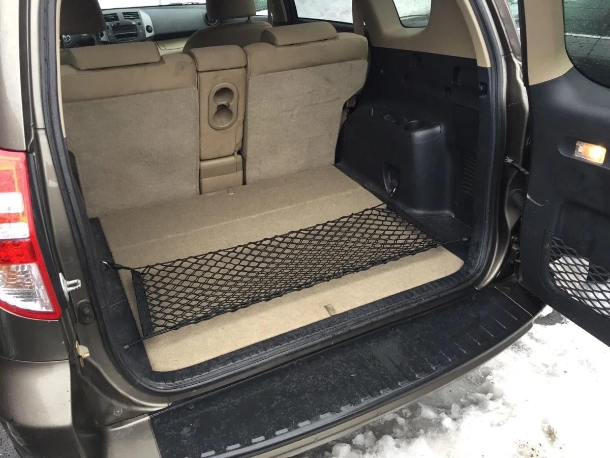 Rear Trunk Organizer Cargo Net for Toyota RAV4 2006-2018 — Floor Style Cargo Net for SUV — Premium Mesh Elastic Car Trunk Organizer Vehicle Carrier Storage — Compatible with RAV4