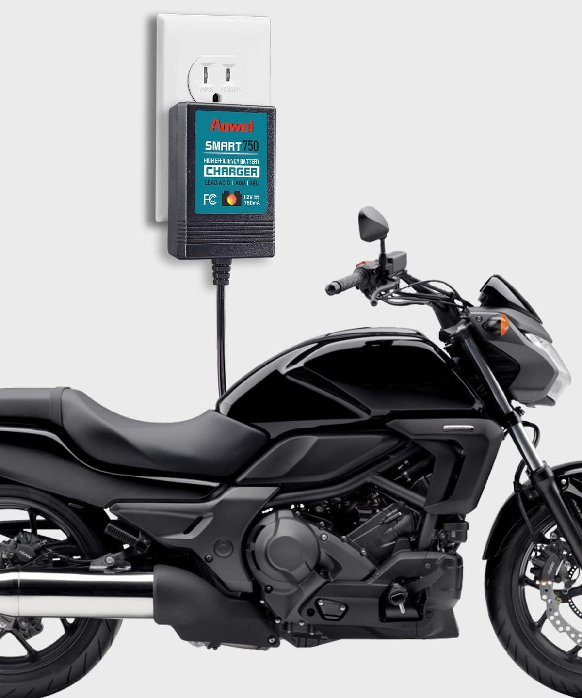 Aowel 12V 750mA Trickle Charger, Smart Battery Charger & Maintainer for Motorcycle, ATVs and More
