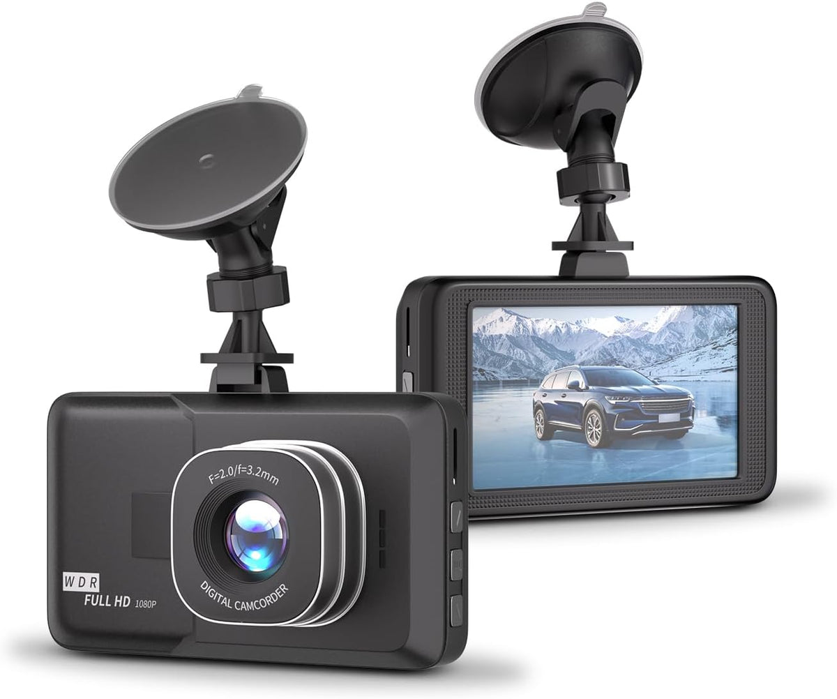 1080P Full HD Dash Cam, 3-Inch Dashboard Camera with 170° Ultra-Wide Angle, Superior Night Vision & Low Light, Built-in Loop Recording, G-Sensor Emergency Lock, Compact Design