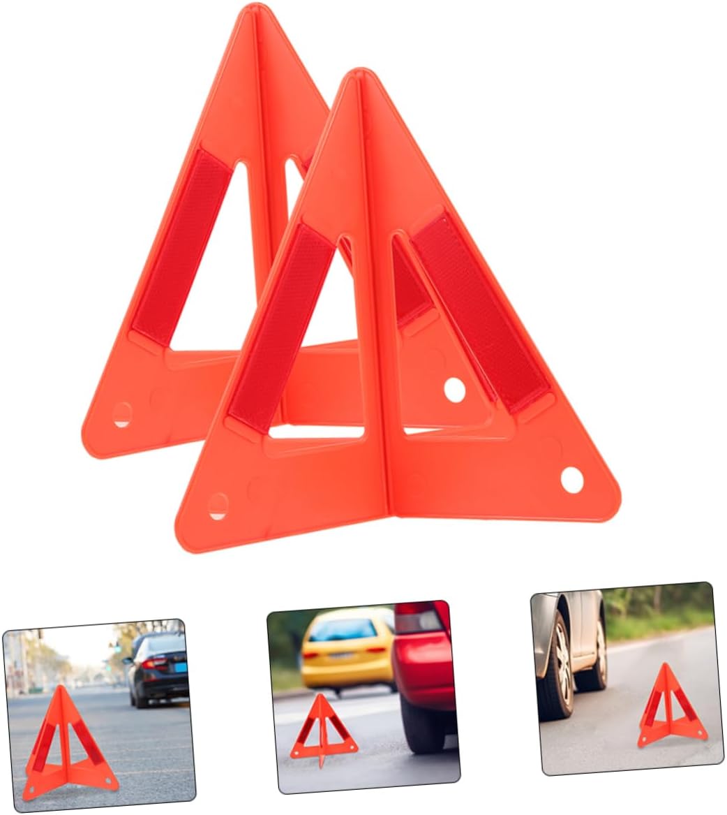 3Pcs Reflective Foldable Plastic Triangle Warning Signs for Vehicles
