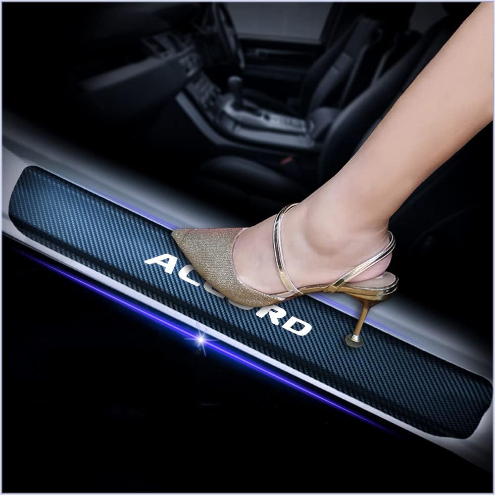 4Pcs Car Door Sill Protector for Honda Accord, Carbon Fiber Anti-Scratch Guard for Honda Accord Accessories - Self-Adhesive Car Door & Sill Protector -Green