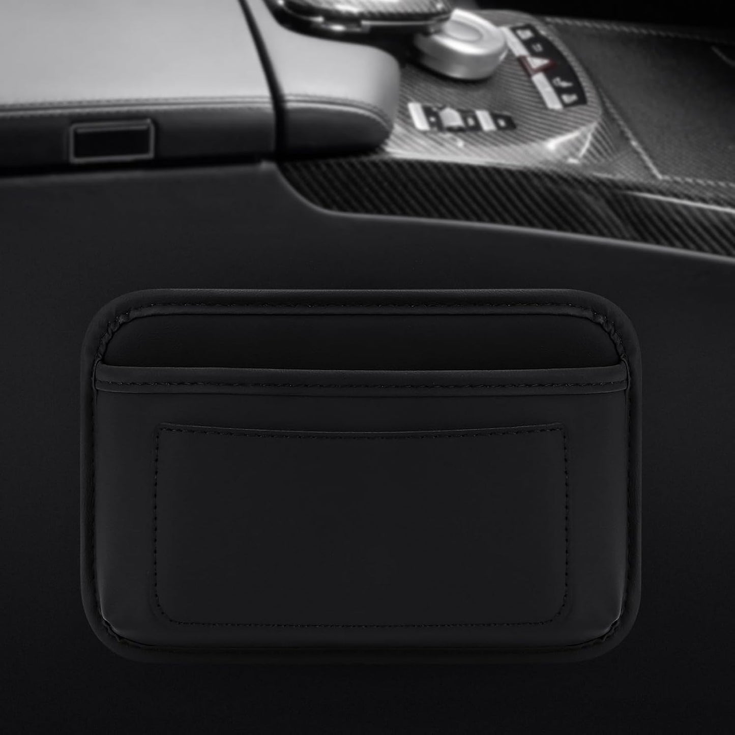 Accmor 2pcs Universal Car Side Pocket Organizer, PU Leather Car Pocket Pouch Cell Phone Sunglasses Holder Organizer Accessories for Car Seat, Door, Window, Console