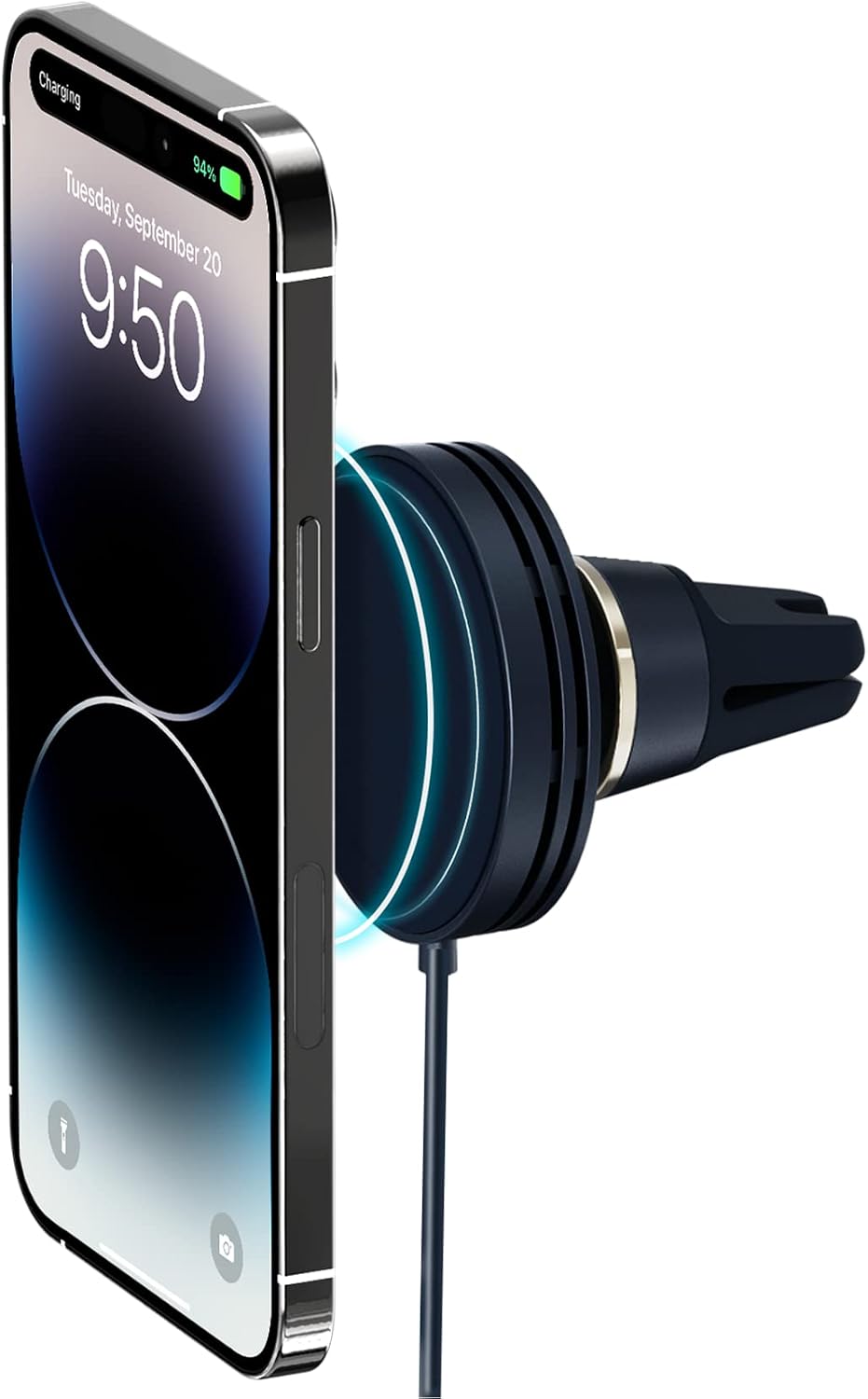 iOttie Velox Mini MagSafe Compatible Air Vent Car Mount in Midnight Blue with Wireless Charging. Compatible with MagSafe iPhones Including iPhone 12/13/14/15/16/17 Series (Car Charger Included)