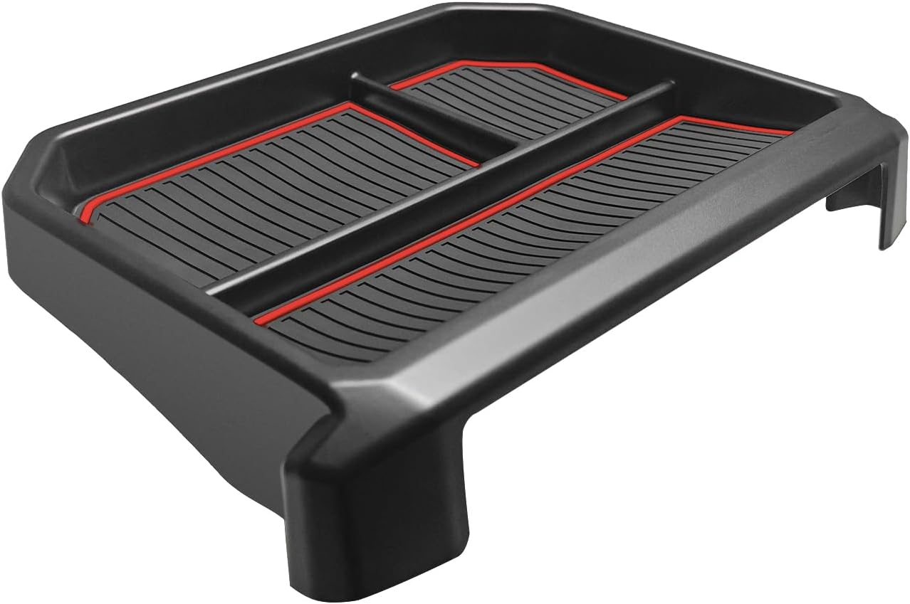 Muslogy Dashboard Storage Box for 2024 2025 2026 Tacoma &amp; 2025 2026 4Runner Accessories Center Console Organizer w/ 8-inch Screen for SR SR5 TRD PreRunner TRD Sport Off-Road Pro Trailhunter (Red)