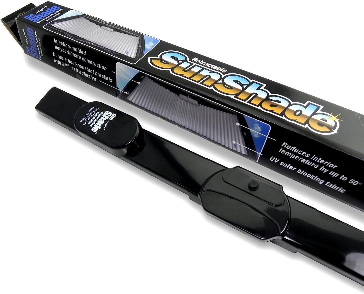 Dash Designs 25" Retractable Windshield Sunshade - Car & Truck Windshield Shade for SUVs, Pickups & Sedans, Accordion Retractable Design, UV Protection, Heat Blocking Sun Shade