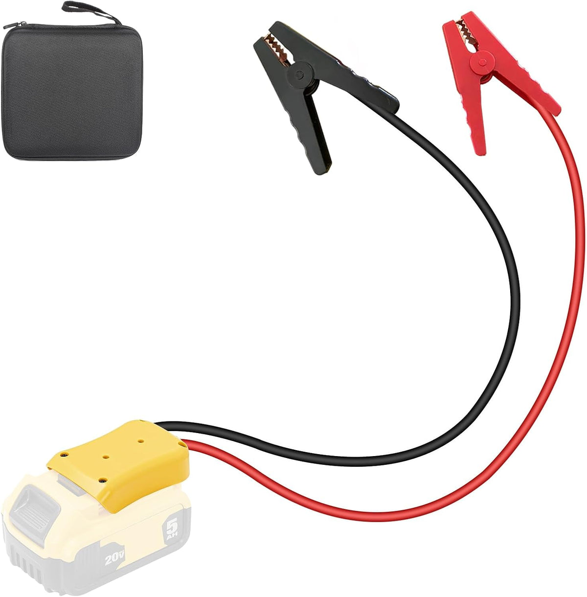 Jumper Cable Clamps for DeWalt 20V Battery Jump Starter, 3.28FT 8AWG Heavy Duty Car Battery Jumper Cable with Adapter for DeWalt, Portable Automotive Battery Booster Cable with Storage Case