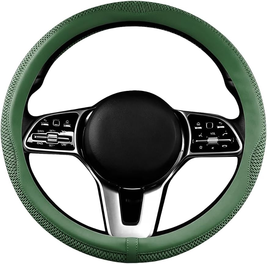14.5-15 Inch Ice Silk Steering Wheel Cover, Green