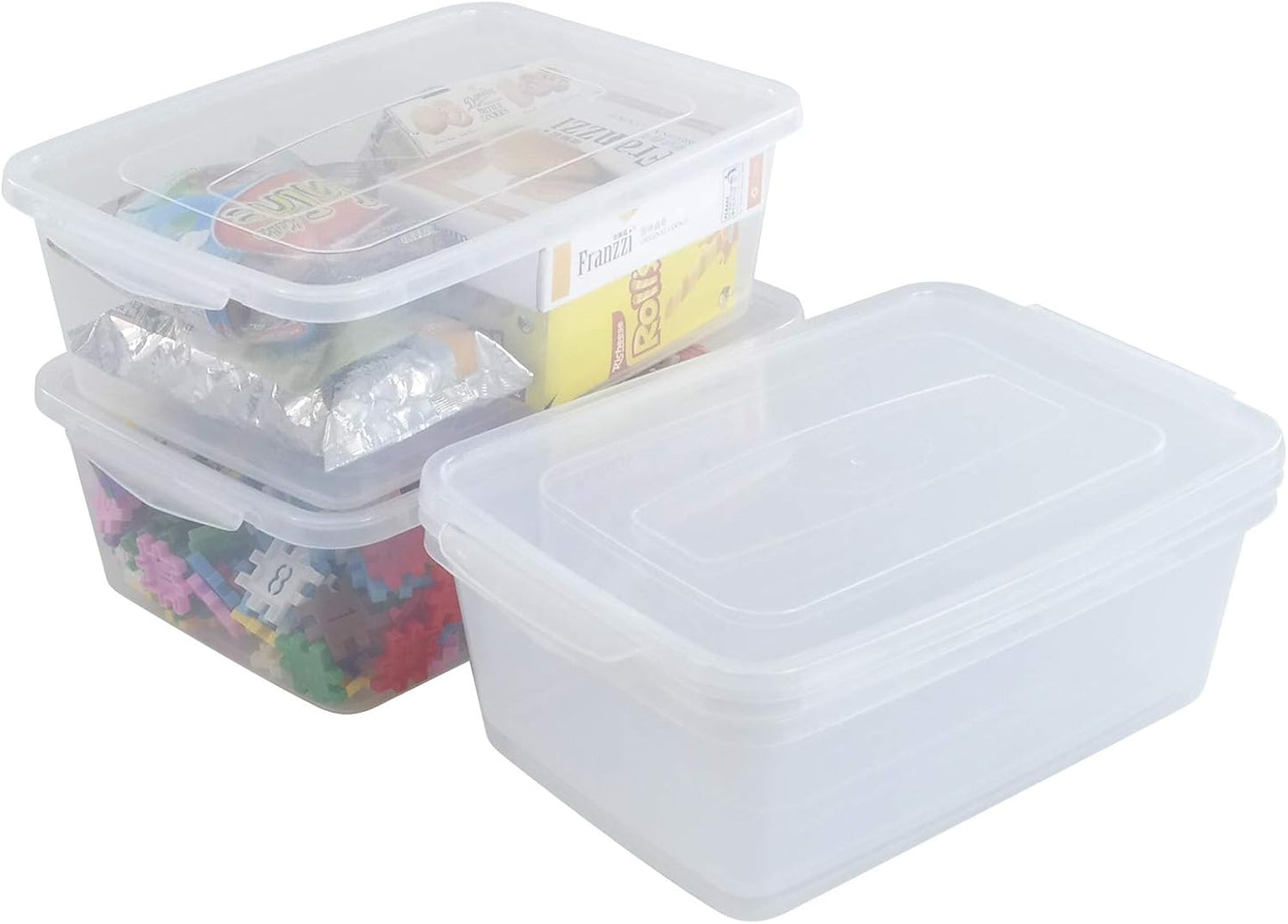 Inhouse 14 Quart Clear Storage Bin, Plastic Latching Box/Container with Lid, Shoe Boxes, Set of 4