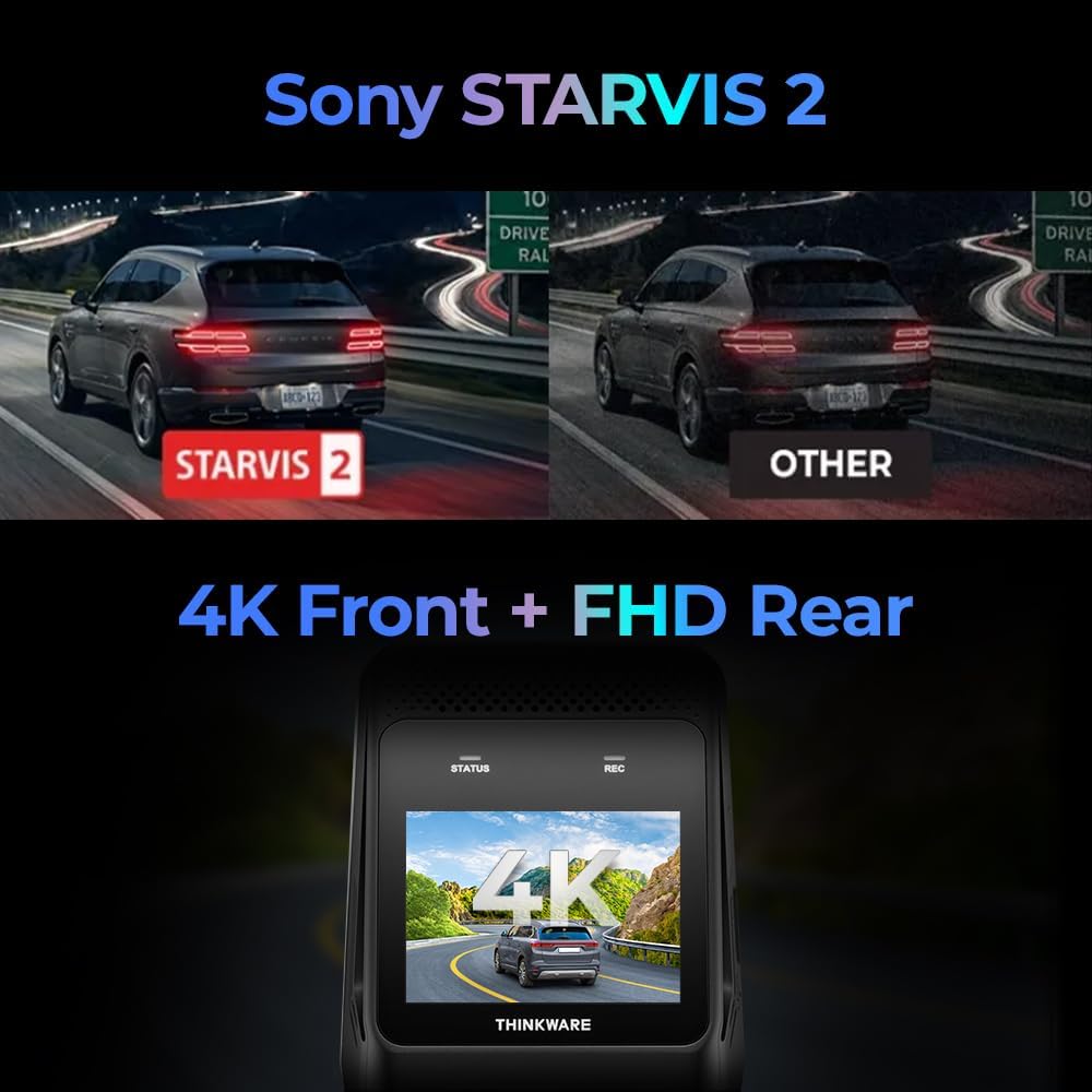 THINKWARE ARC800 4K Dash Cam Front Rear, Sony STARVIS 2, AI Night Vision